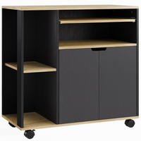 KÜCHENINSEL Schwarz mit Stauraum, Servierwagen mit Rollen, für Küche, 80/82/40 cm - Schwarz, Holzwerkstoff (40/82/80cm) - Rolipo