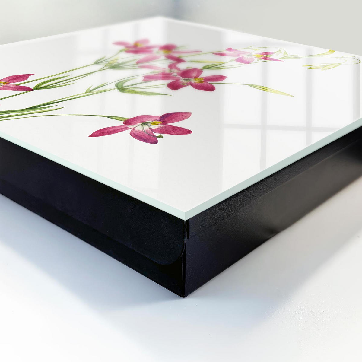 SCHLÜSSELBOX Schwarz 30x30 cm- Türöffnung nach rechts - Rosa Blüten - Pink, Metall (30/30/5cm) - TULUP