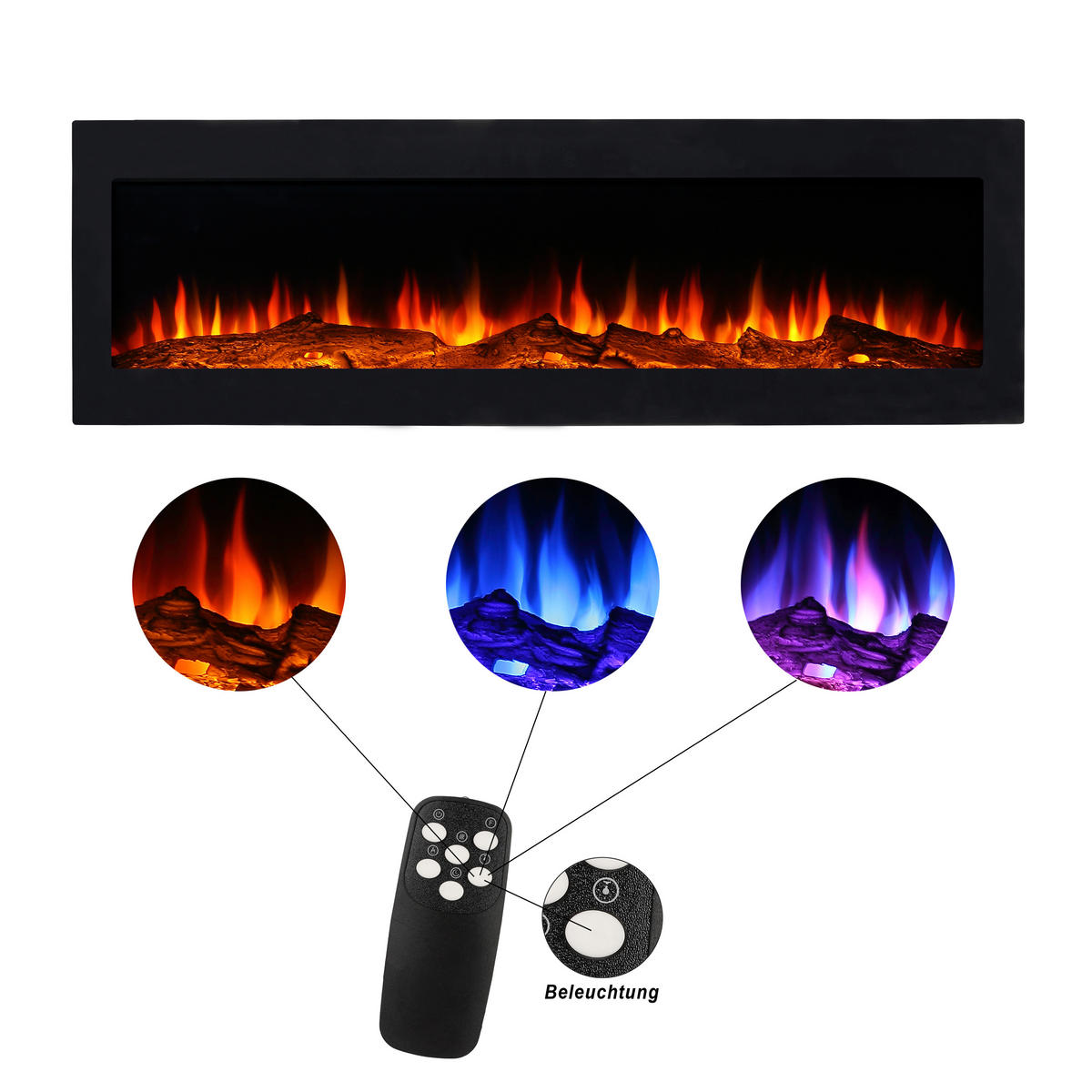 ELEKTROKAMIN Cortina B110 cm - Schwarz, Metall (12/110cm) - Sedex