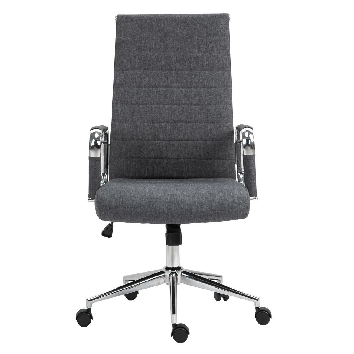 SCHREIBTISCHSTUHL OFFICE COMFORT HB Stoffbezug Dunkelgrau - Dunkelgrau/Silberfarben, Textil/Metall (57/120/53cm) - SVITA
