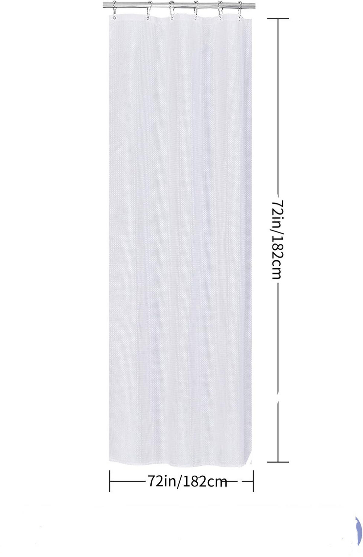 DUSCHVORHANG Weiß Waffelstruktur Polyester maschinenwaschbar wasserdicht mit Haken - Weiß, Textil (182/182cm) - MCBOSON