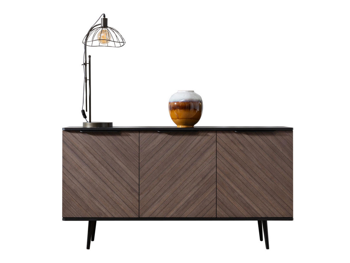 SIDEBOARD Pinelli K3D PE01 - Schwarz/Braun, Holzwerkstoff/Metall (150/80/41cm) - MIRJAN24