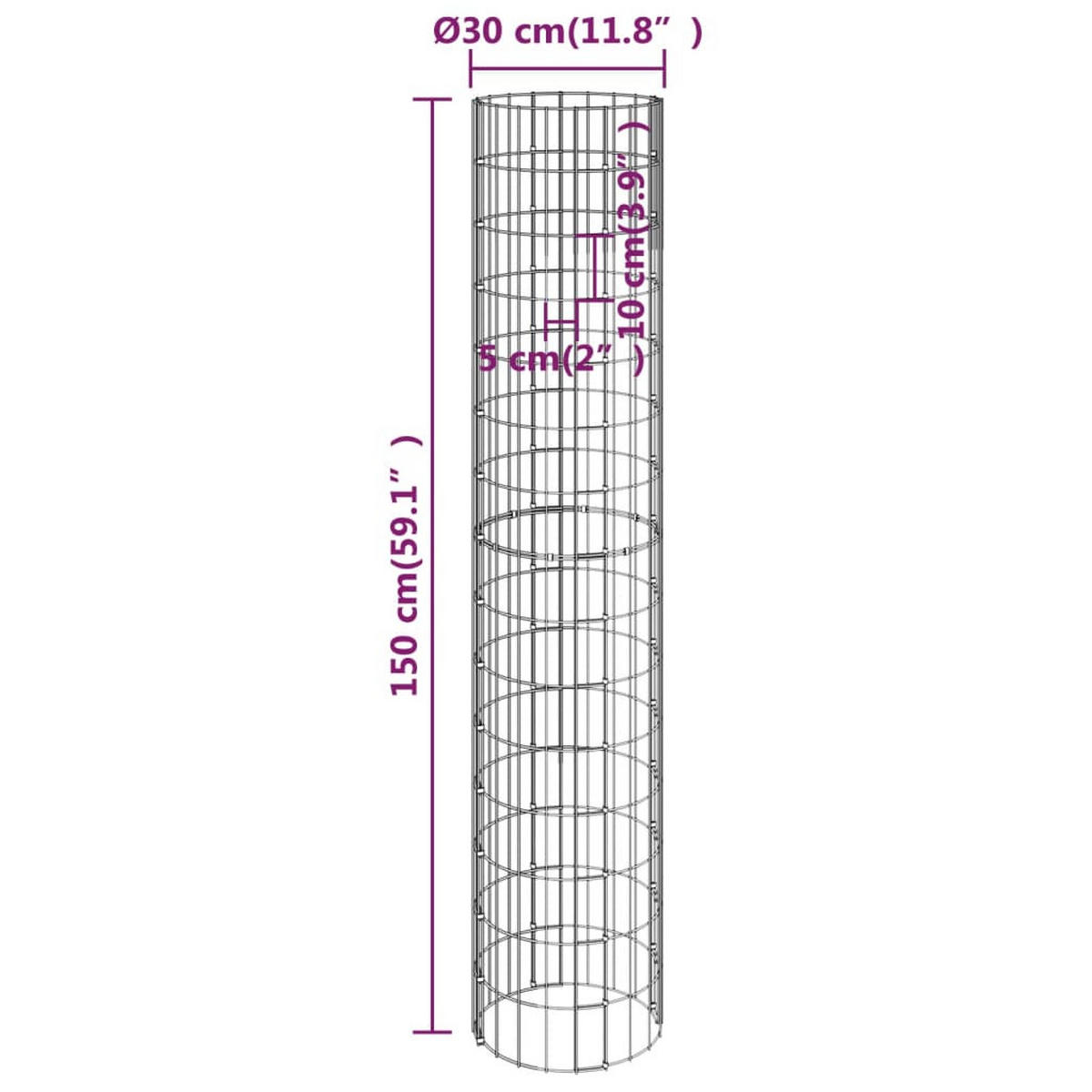 GABIONEN-HOCHBEETE 3er set Rund Verzinkter Stahl Ø30/150 Cm - Silberfarben, Metall (30/150/30cm) - vidaXL