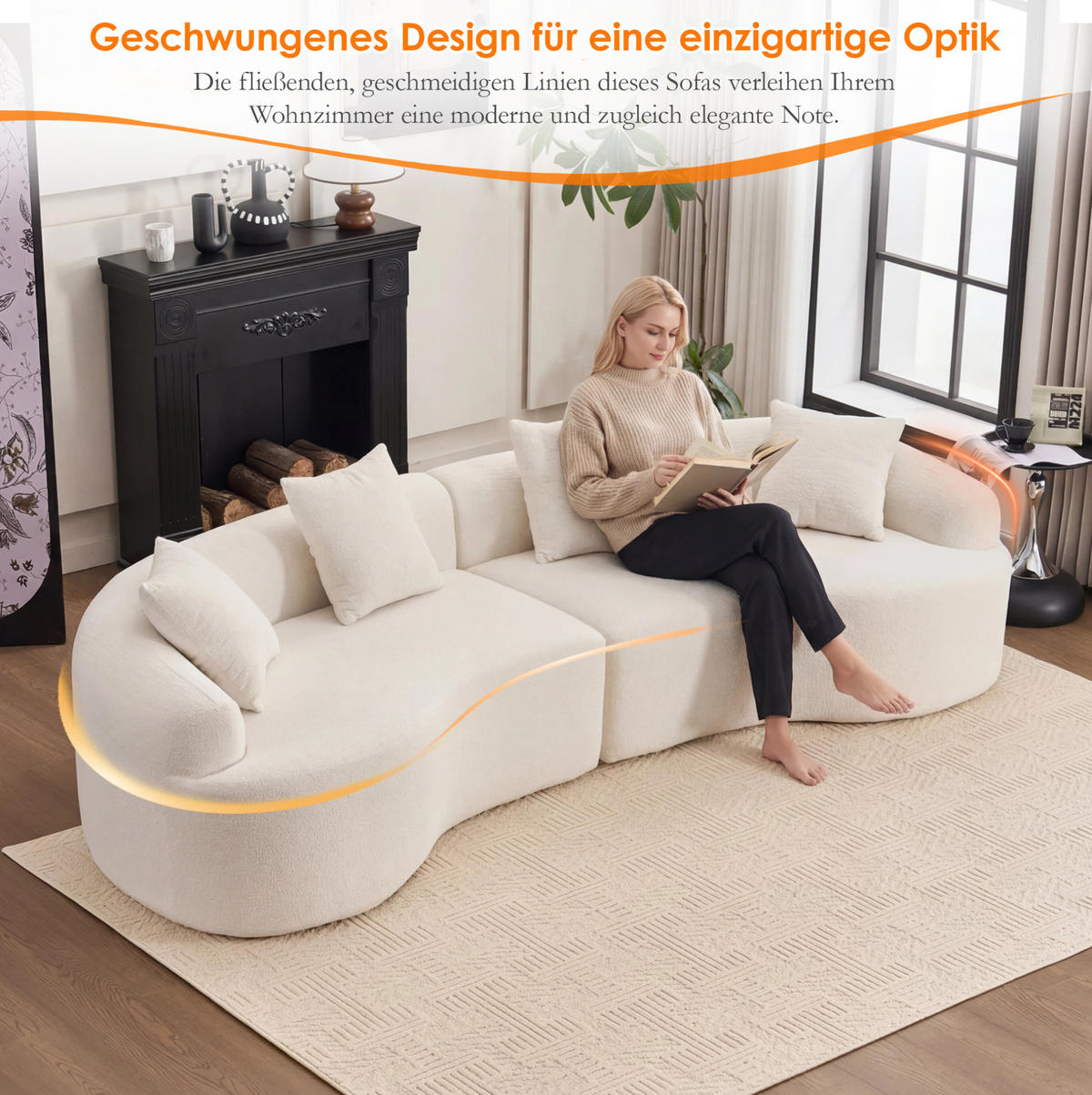 ECKSOFA modular 4-Sitzer Chenille Weiß-Grau - Weiß, Kunststoff (115/63/275cm) - Meubliv