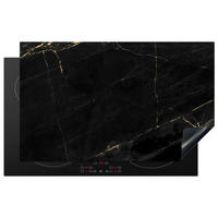 HERDABDECKPLATTE Marmor - Schwarz - Gold - Chic - Marmoroptik - Design Ceranfeldabdeckung 85x52 cm - Schwarz, Kunststoff (85/52/0.2cm) - MuchoWow