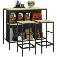 BAR-SET DE-07972 3-tlg. mit 2 Barhockern & Bartisch Eiche - Eichefarben, Metall (60/95/100cm) - ComfortXL