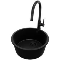 GRANITSPÜLE Valletta Slim, 2-er set Alles Schwarz 46/46 cm 1 Becken + Küchenarmatur 40/20 cm + Ablauf-Set ab 50er Unterschrank - Schwarz, Kunststoff (46/20/46cm) - Primagran