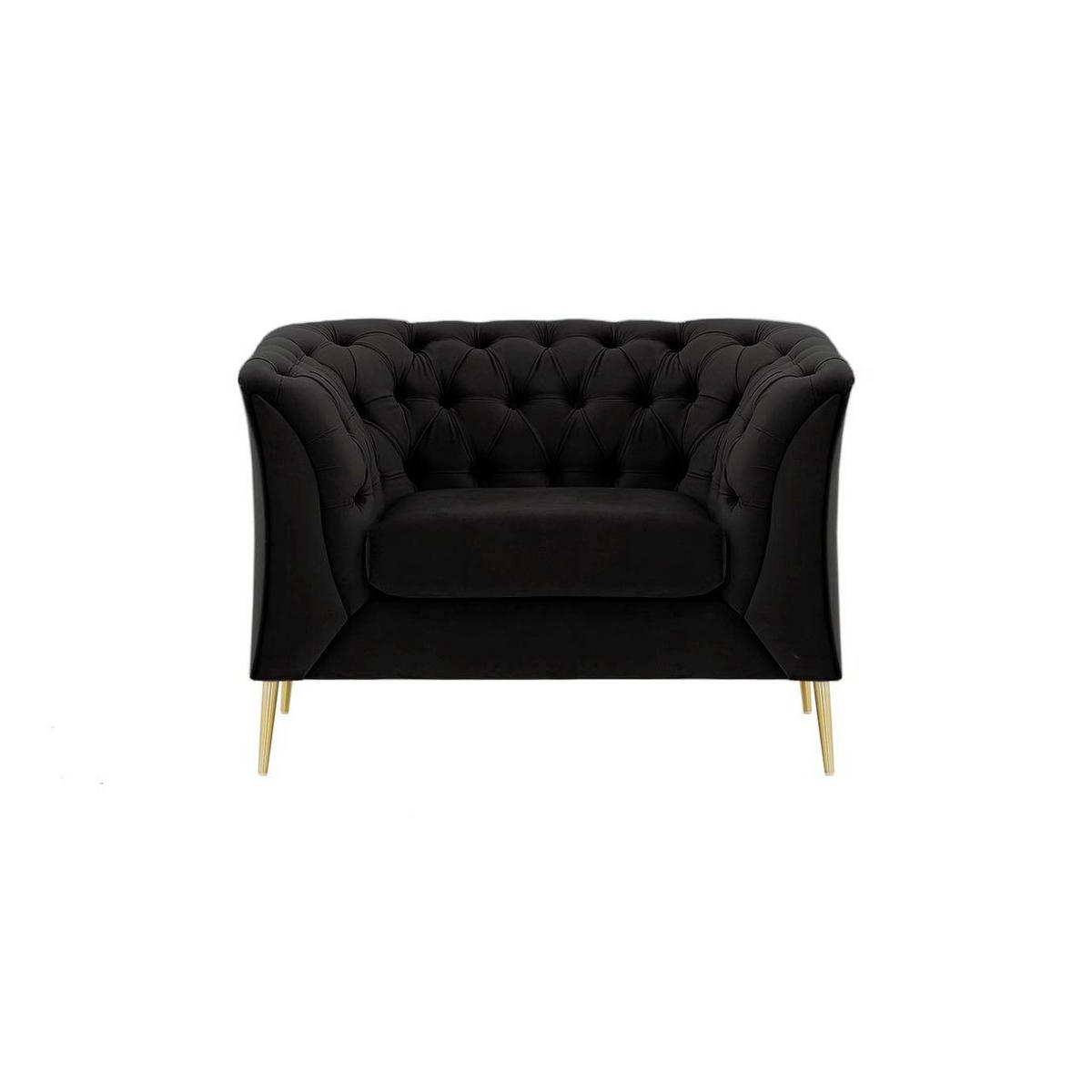 SESSEL Chesterfield Modern-Velluto 20 - Schwarz, Holz/Textil (106/74/80cm)