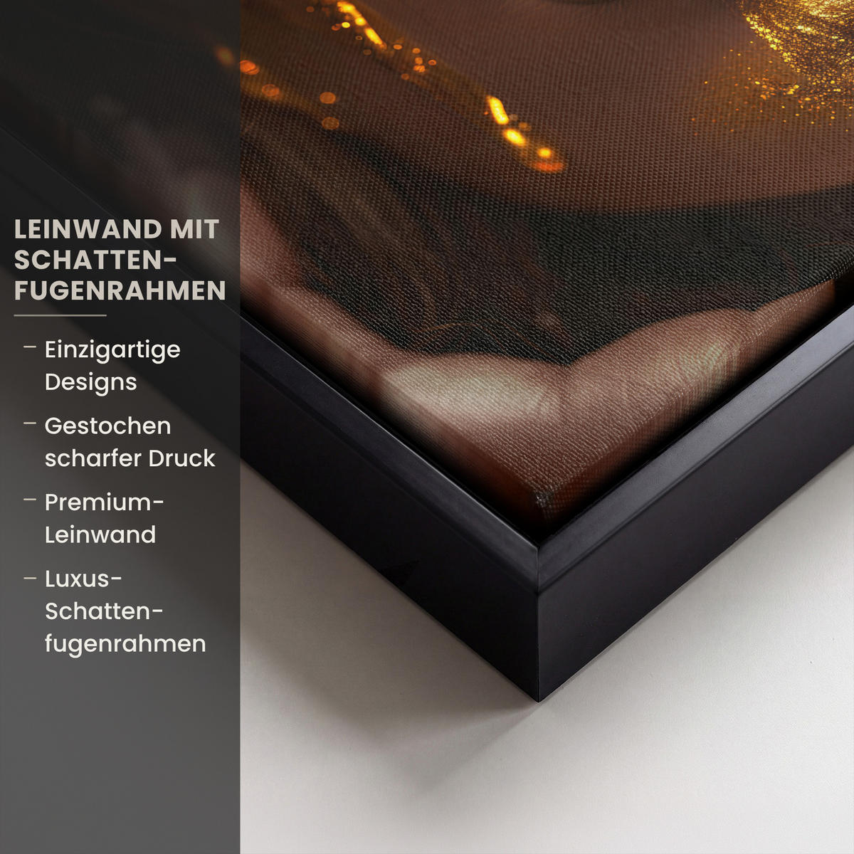 LEINWAND Bilder mit Rahmen - Frau - Gold - Luxus - Porträt - 20x20 - Goldfarben, Textil (20/20cm) - MuchoWow