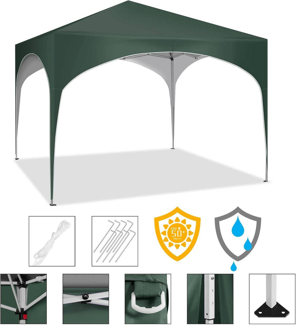 PAVILLON Faltbar wasserdichter Faltpavillon, aus Oxford Metallrahmen 3x3m - Grün, Metall (300/260/300cm) - Woltu