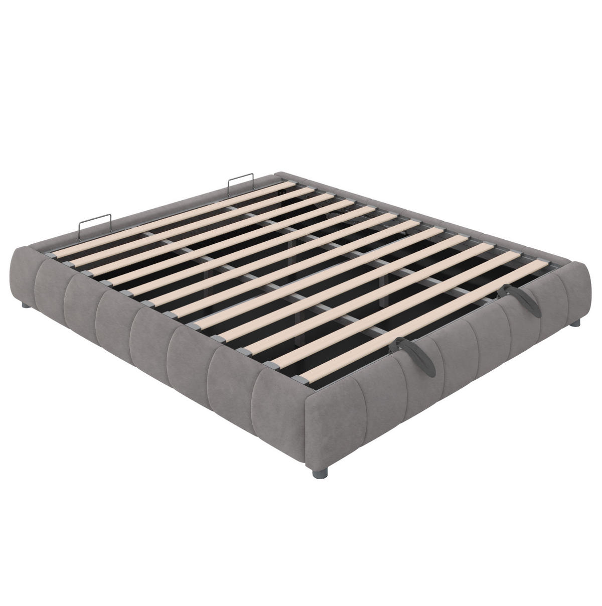 BETT ohne Kopfteil mit Stauraum und LED 180x200 cm Grau - Grau, Metall (180/200cm) - Meubliv