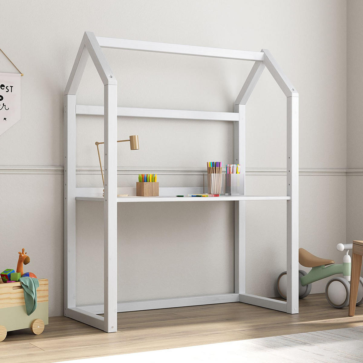 KINDERSCHREIBTISCH TINA weiß - Weiß, Holz (101/130/49cm) - IDIMEX