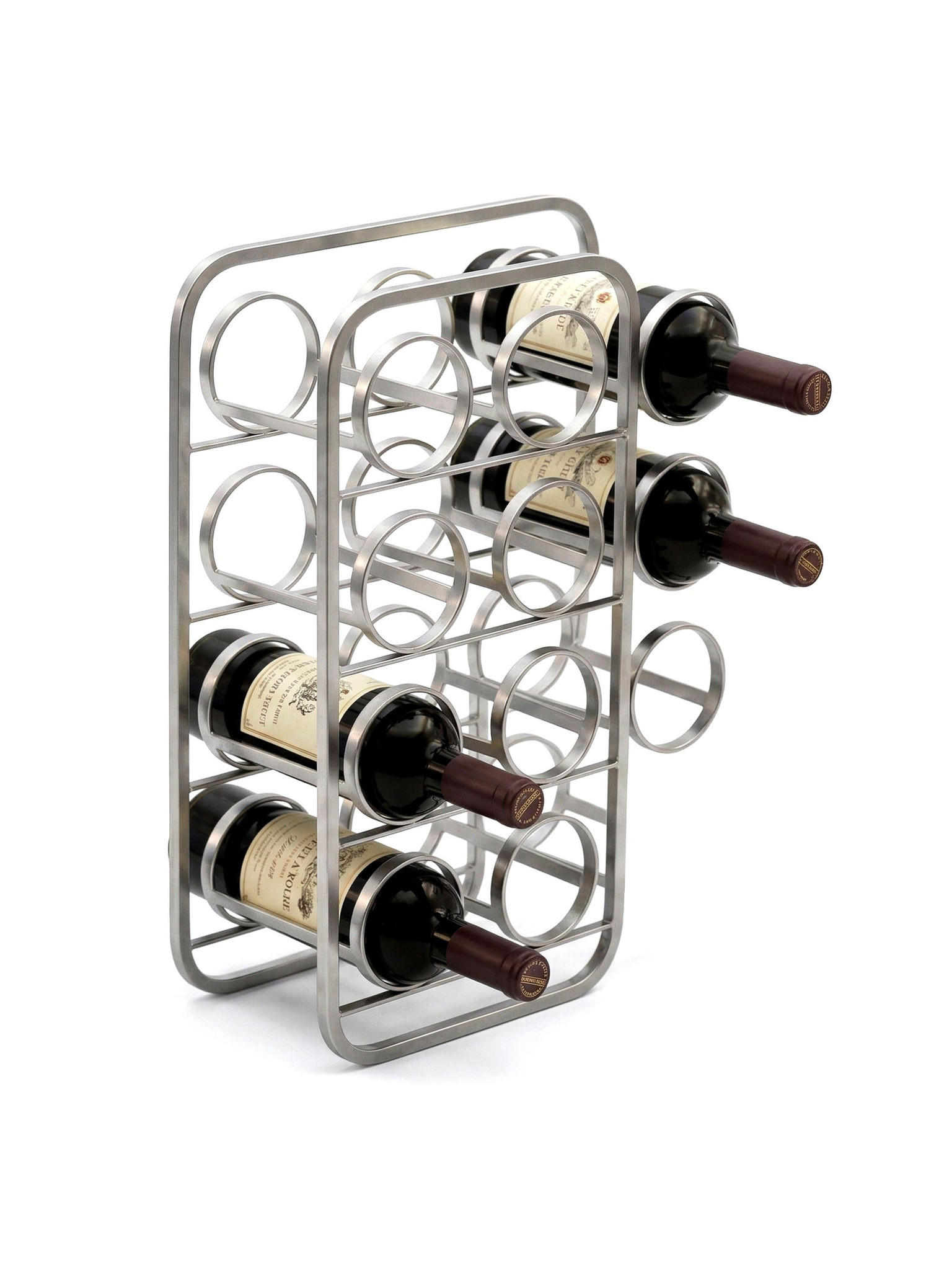 WEINFLASCHENREGAL POSITANO, Stahl, Silber, 34 x 15 x 47 cm - Silberfarben, Metall (34/47/15cm) - KADIMA DESIGN