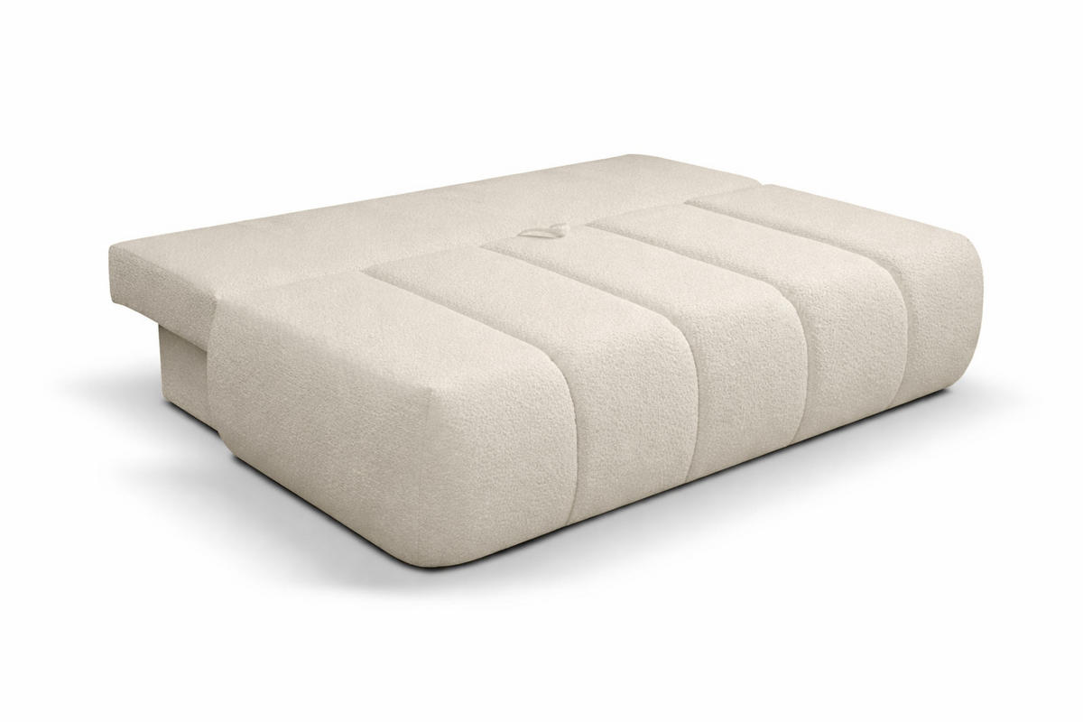 SOFA Mit Schlaffunktion Und Bettkasten, Veloursstoff Monolith, Ecru, PIANO - Ecru, Holz (207/91/103cm) - Kaiser Möbel