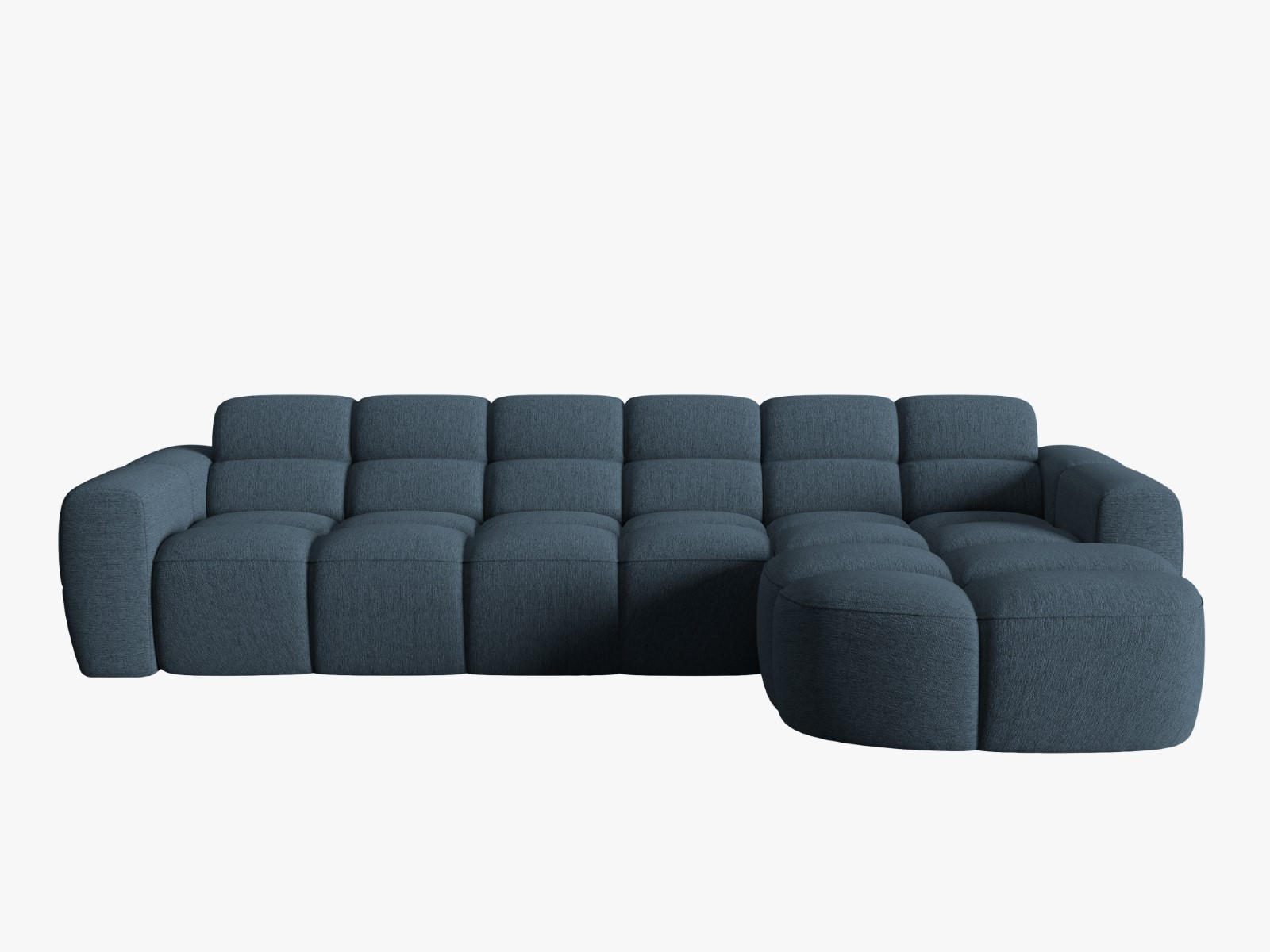 ECKSOFA rechts Lisa aus strukturiertem Stoff dunkelblau 4 Sitzplätze - Dunkelblau, Textil (170/310cm) - Micadoni