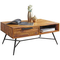 COUCHTISCH Massivholz Industrial-Design mit einzigartiger Maserung, 87x55x41cm - Schwarz/Braun, Holz/Metall (55/87/41cm) - KADIMA DESIGN