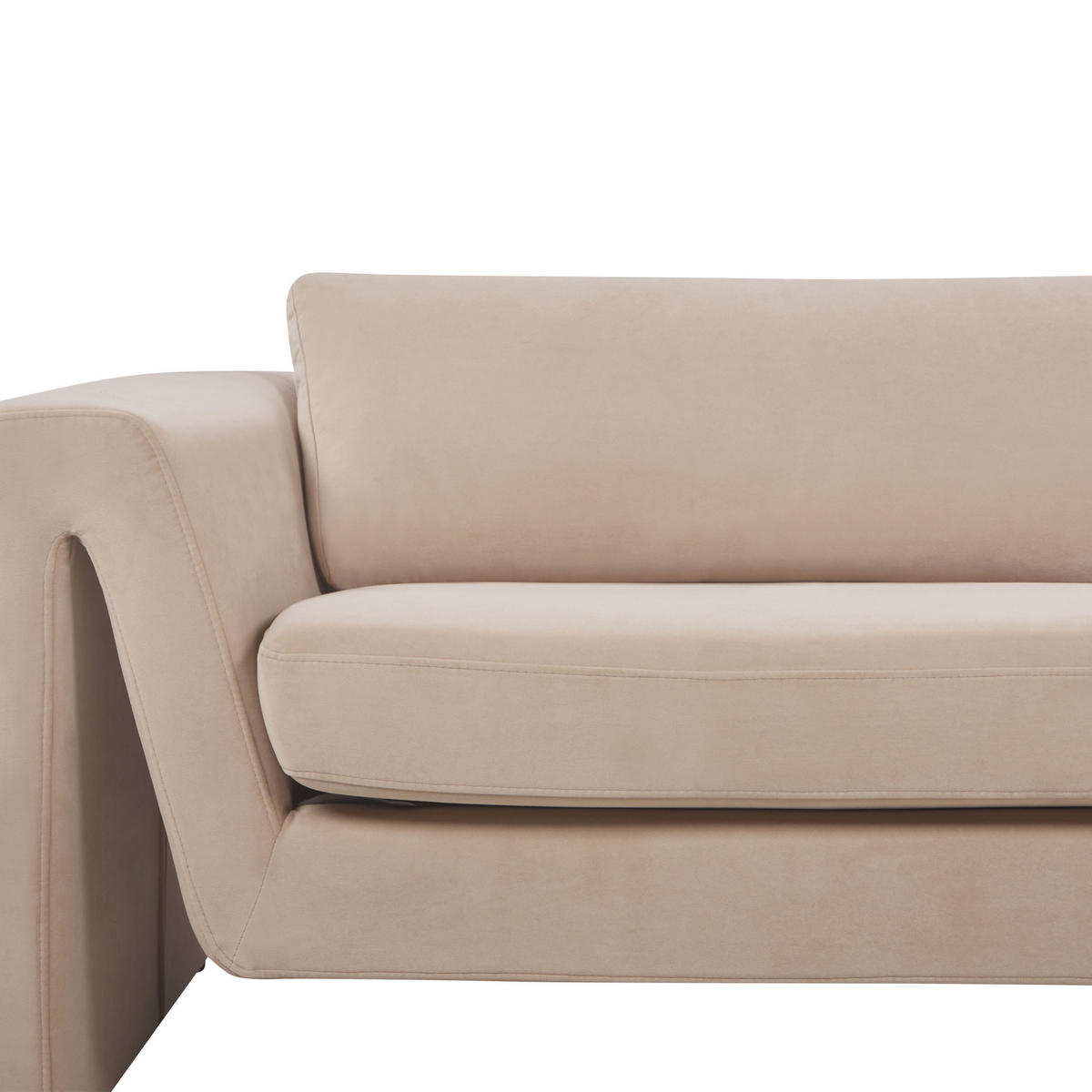 3-SITZER-SOFA Samtstoff sandbeige Maunu - Sandfarben/Schwarz, Textil (237/76/83cm) - Beliani
