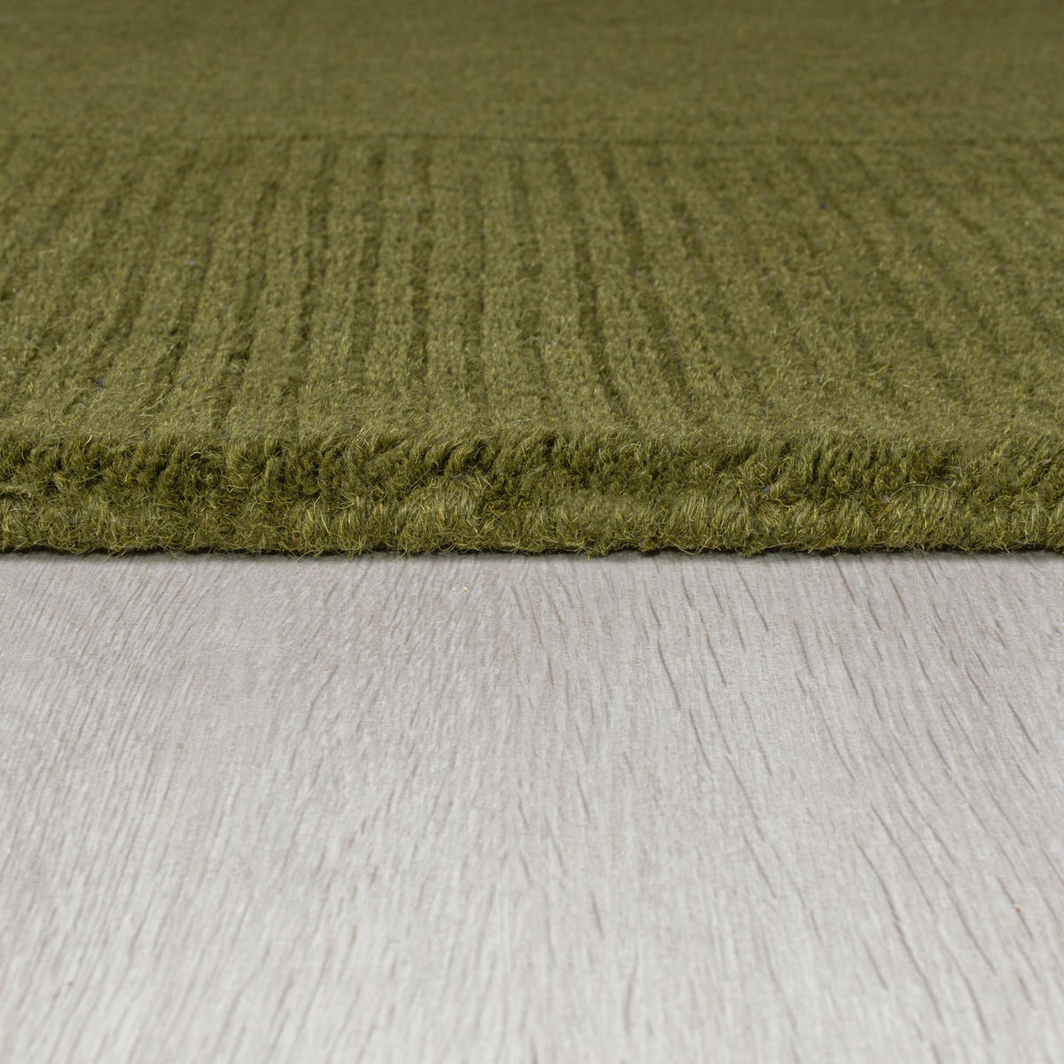 WOLLTEPPICH Uni-Design, mit Randdetails, handgewebt MOLE, Grün 120x170 cm - Grün, Textil (120/170cm) - KADIMA DESIGN