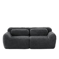 2-SITZER Sofa aus Plüschstoff, rahmenlos und modular mit Kissen, Grau - Grau, Textil (204/73/104cm) - Redom