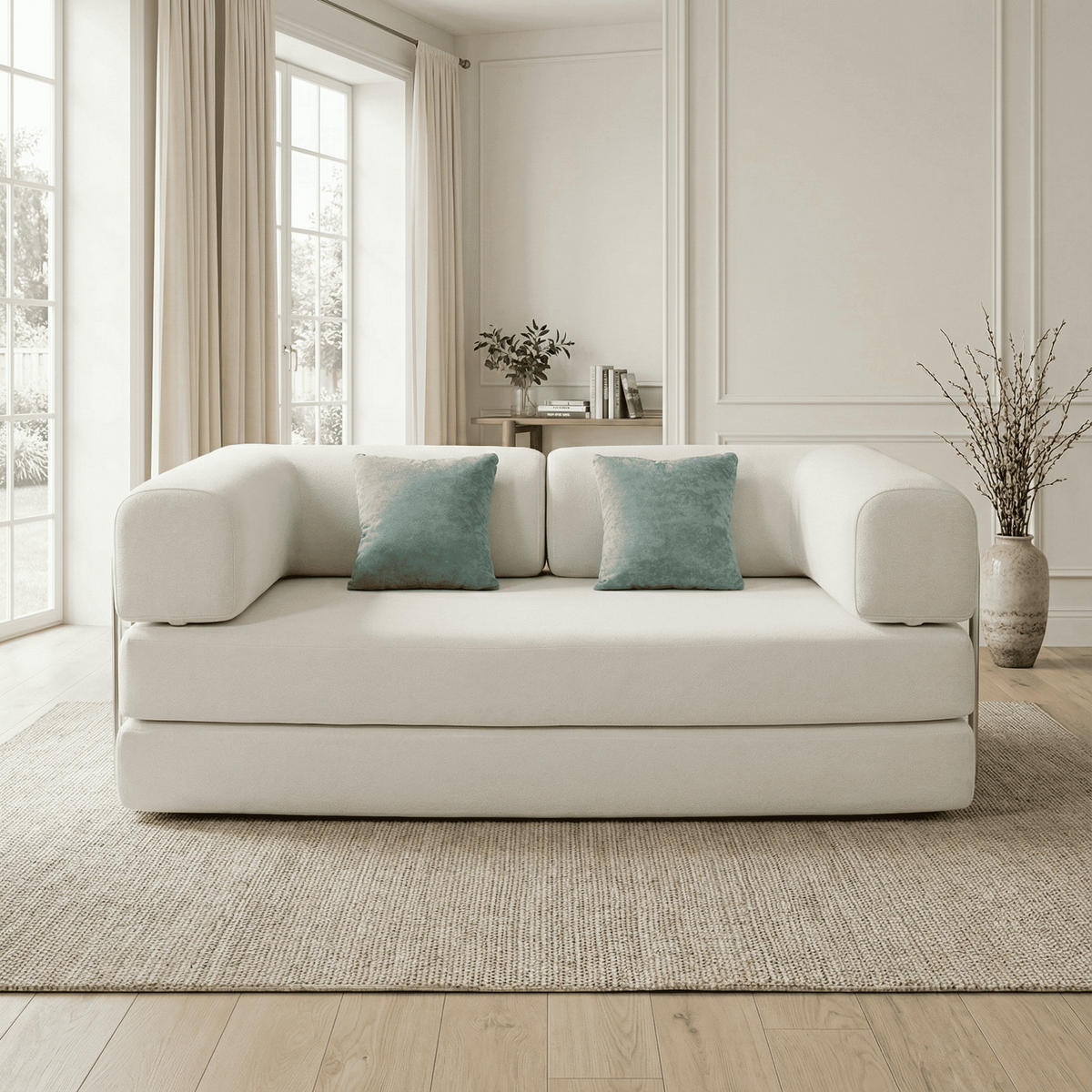 SCHLAFSOFA Kaia Weiß Salbei - Weiß, Textil (180/70/100cm) - COCO Living