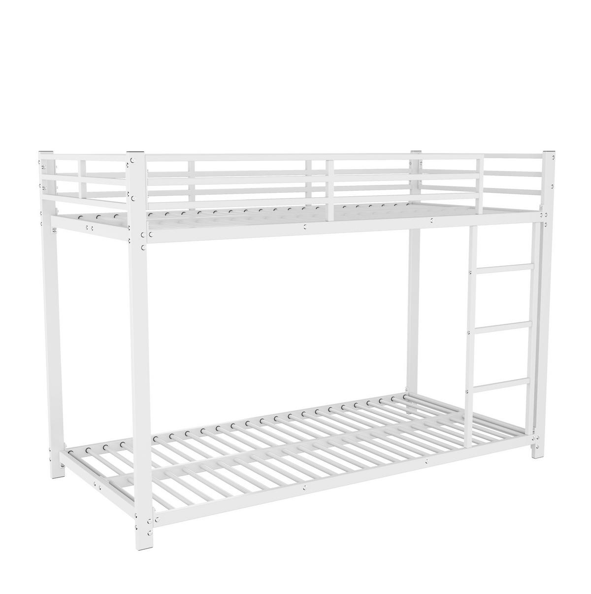 ETAGENBETT 90/200 cm Weiß aus Metall für Kinder mit Sicherheitsleisten - Weiß, Metall (90/200cm) - Flora Grace