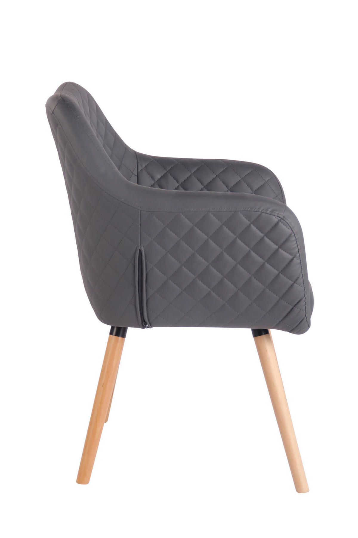 ARMLEHNENSTUHL Lederlook Grau - Eukalyptusholzfarben/Grau, Holz/Textil (63/84/61cm) - CLP