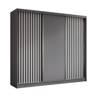 ŠATNÍ SKŘÍŇ S POSUVNÝMI DVEŘMI LAMELLO, 240/216/61 cm 3dveřová, šedá - šedá, kompozitní dřevo (240/216/61cm) - MASSENO