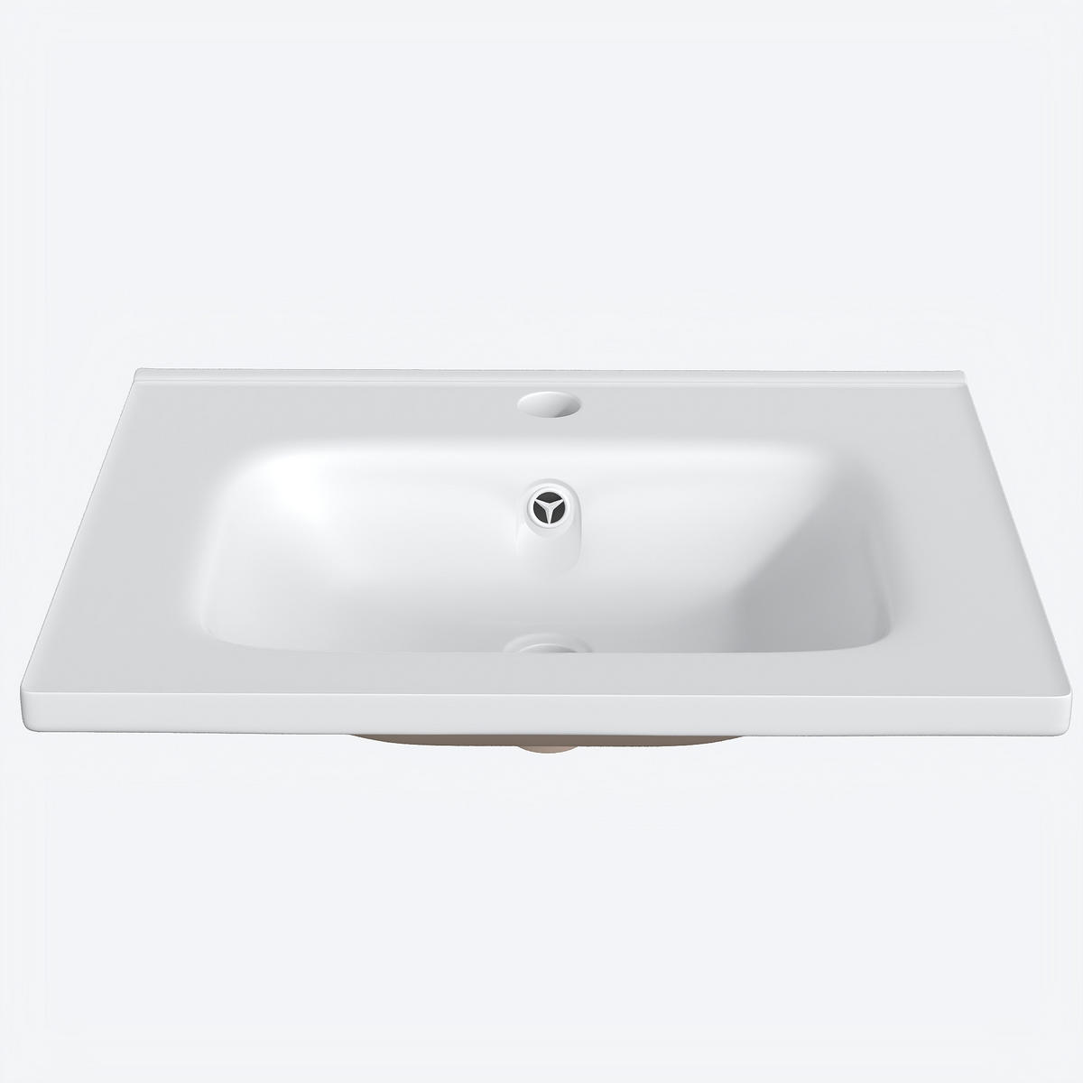 WASCHBECKENUNTERSCHRANK Keramik LED Glastür Soft-Close - Weiß, Holzwerkstoff (60.5/57/47.5cm) - FLIEKS