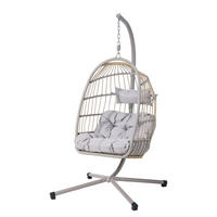 HÄNGESESSEL - Polyrattan / Stahl - Beige, Kunststoff/Textil (95/190/95cm) - home24