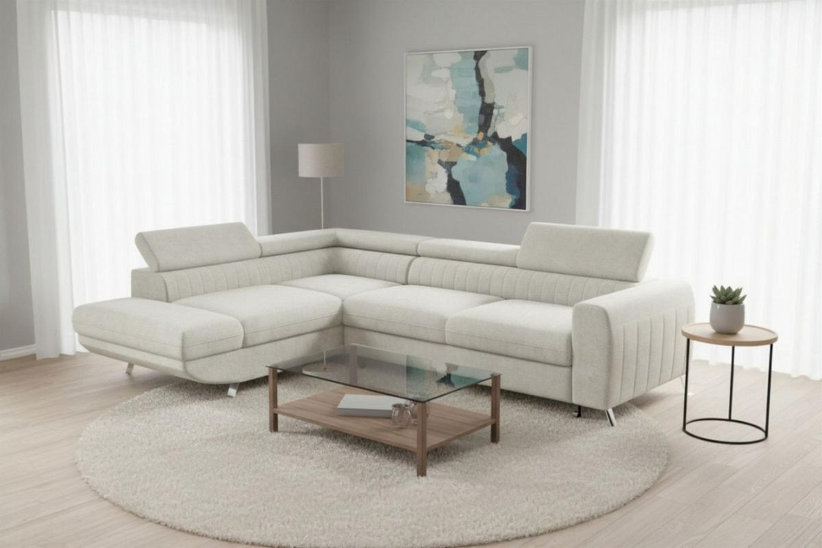 ECKSOFA Marios Mit Schlaffunktion - Creme, Holzwerkstoff/Textil (260/202cm) - Fun Möbel