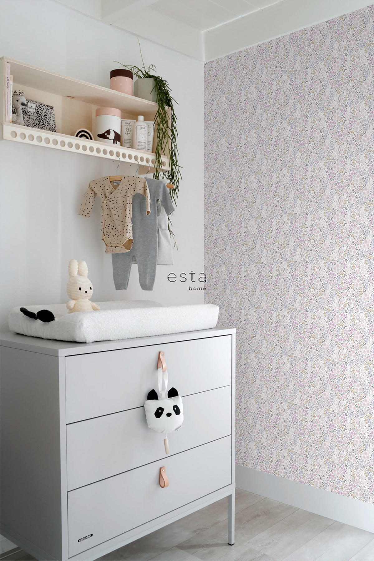 TAPETE Blumen 53 cm x 10.05 m - Lila, Papier (53/0.1cm) - ESTAhome