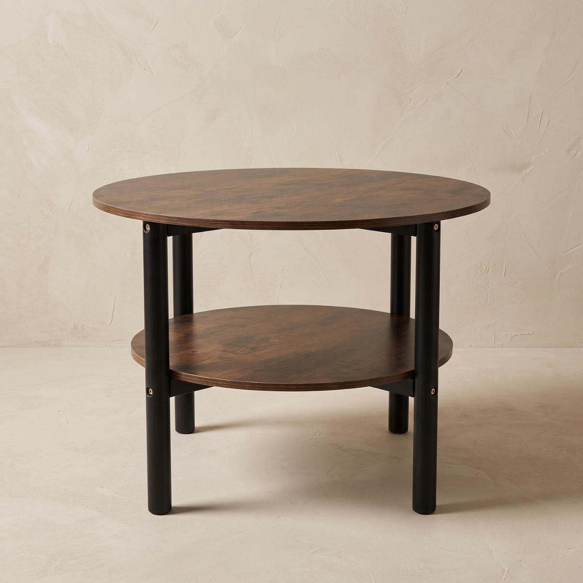COUCHTISCH zweistöckig rund Braun 60/60/45 cm - Braun, Holzwerkstoff (60/60/45cm) - SCENA LIVING