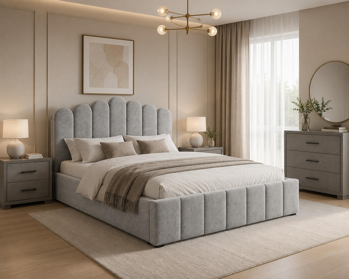 POLSTERBETT 03 140 x 200 cm – Tresor – Bett mit Gasdruckfedern und Stauraum - Silberfarben, Holz (140/200cm) - ROYAL24_MARKT
