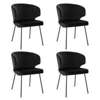 ESSZIMMERSTUHL AMARA Samt - 4er Set Schwarz - Schwarz, Kunststoff (55/79/59cm) - Home Deluxe