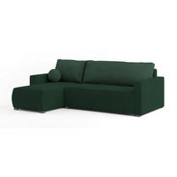 ECKSOFA SORGE Grün Plüsch-Stoff mit Schlaffunktion - Grün, Holz (220/143cm) - MASSENO