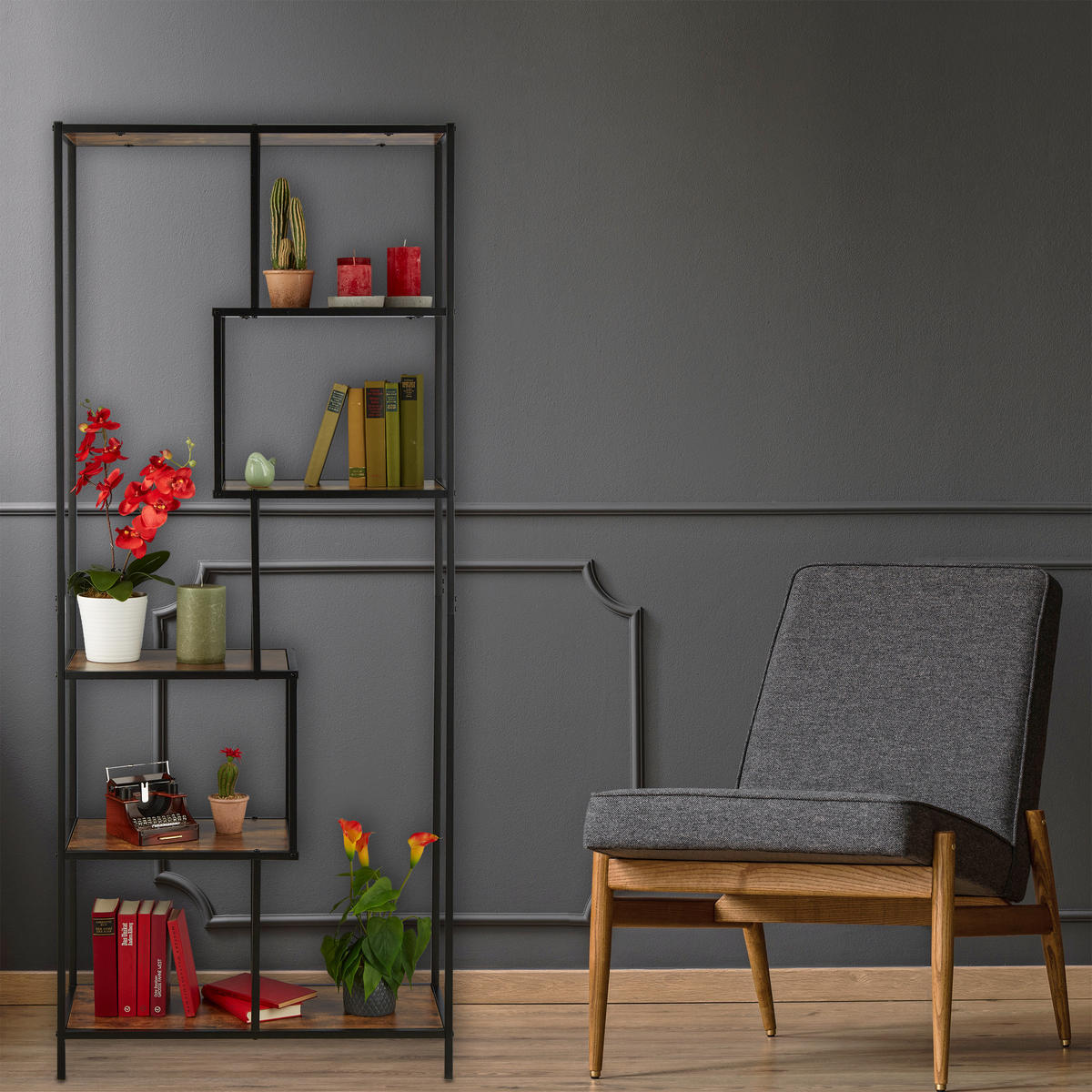 REGAL - Multicolor, Holzwerkstoff/Metall (78/186/33cm) - Relaxdays