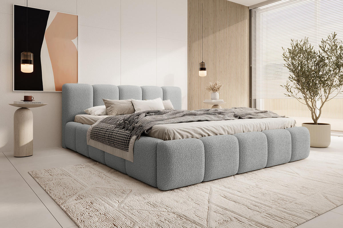 POLSTERBETT MOTSERRAT 180x200 cm, Grau - Grau, Textil (200/180cm) - Fedve