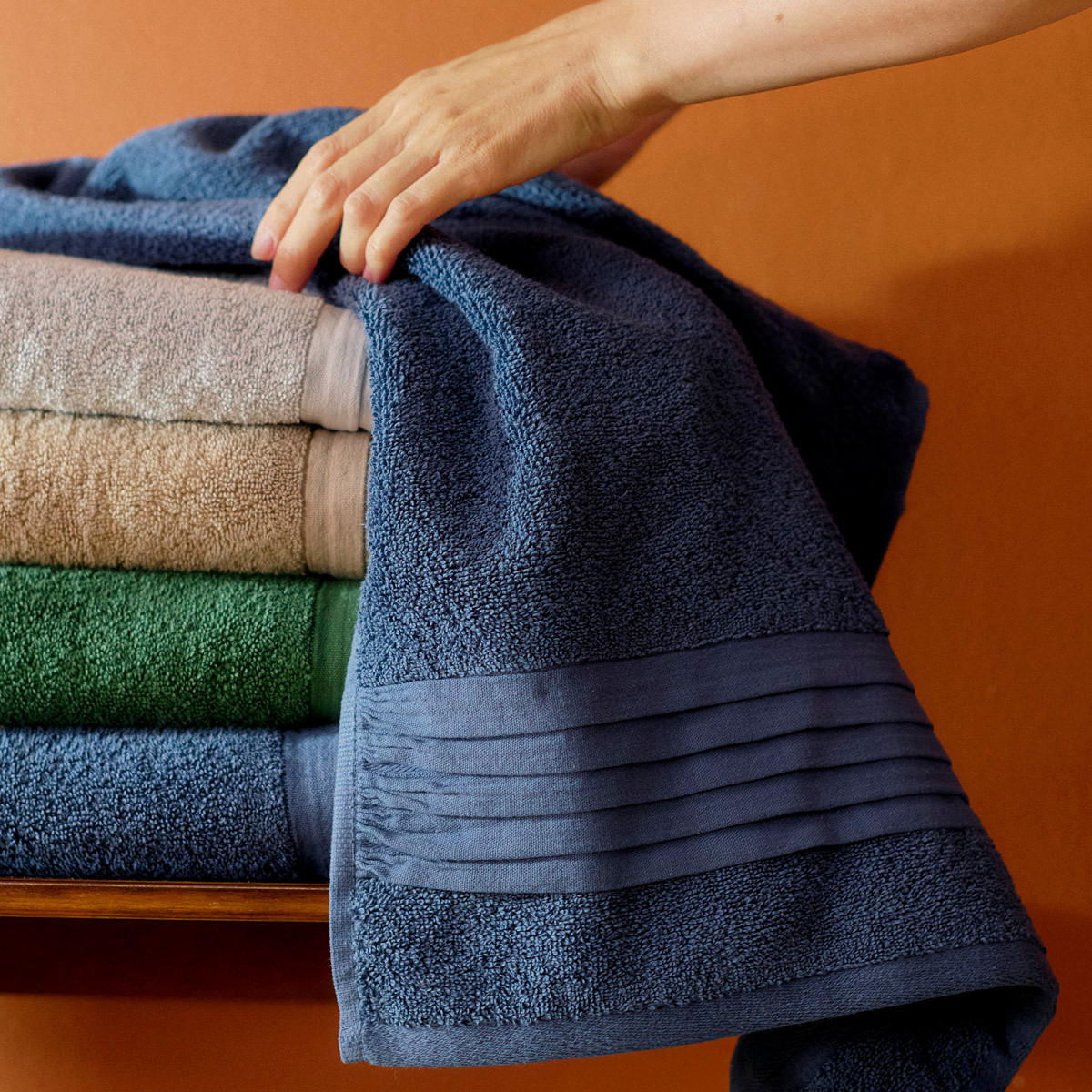 BADETUCH Meride blau 70/130 cm - Blau, Textil (70/130cm) - Homla