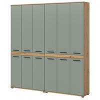 HOCHSCHRANK Salbei grün, Eiche Artisan 180 x 191 cm, XXL Mehrzweckschrank - Salbeigrün/Schwarz, Holzwerkstoff/Kunststoff (180/191/31cm) - Inn.Furn