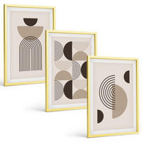 BILDER SET 3er Set - 40x60 cm Goldrahmen - Abstrakte Minimalismusmuster - Goldfarben, Kunststoff (40/60cm) - TULUP