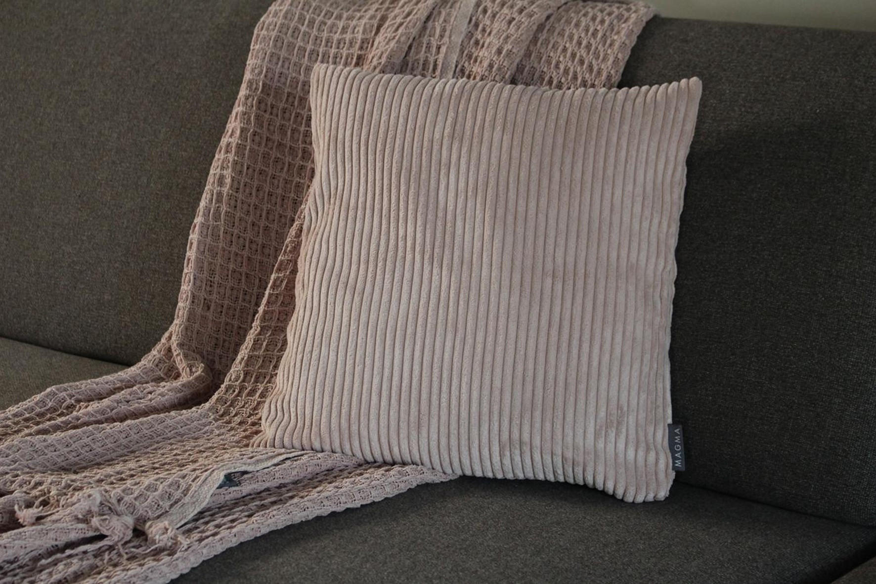 KISSENHÜLLE Shara Cord Look - Rosa, Textil (60/60cm) - Magma Heimtexx