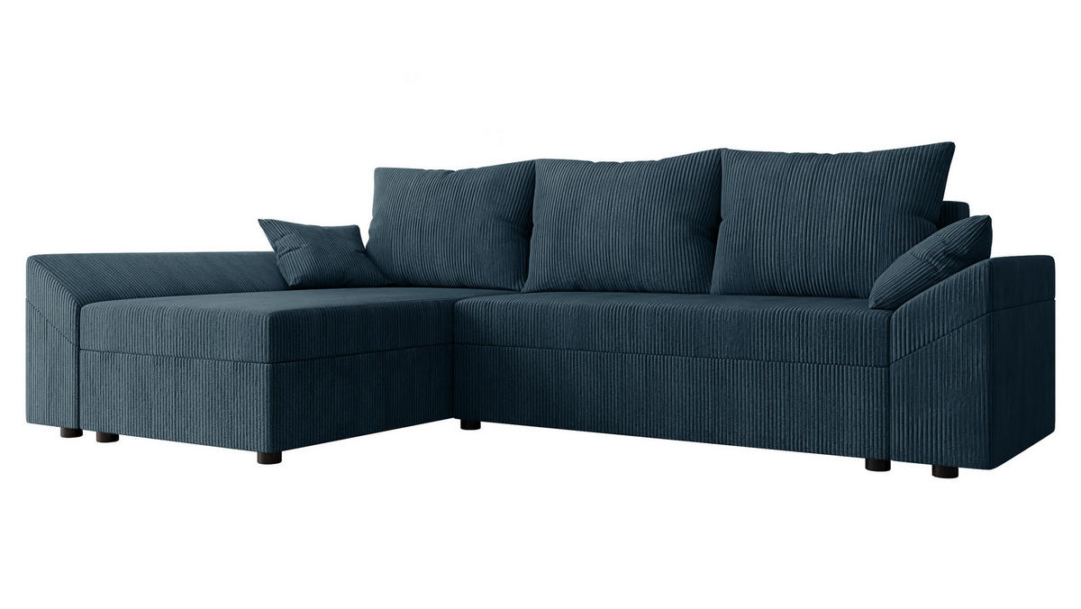 ECKSOFA Dante L Cord - Blau/Schwarz, Holz/Kunststoff (240/140cm) - MIRJAN24