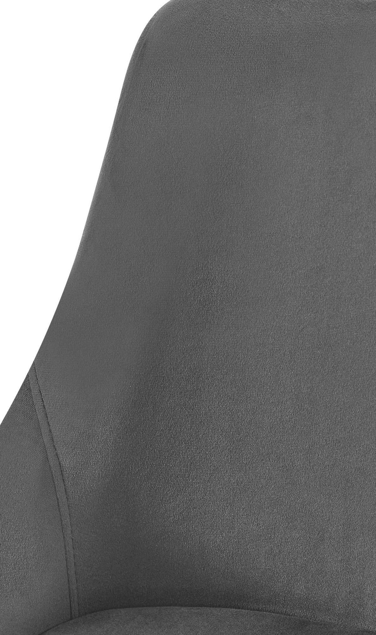 STUHL Samt Dunkelgrau - Dunkelgrau/Goldfarben, Textil (50/86/53cm) - CLP