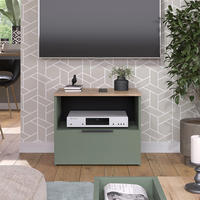 LOWBOARD Wido Grün 60 x 50 cm mit Schublade - Grün/Sonoma Eiche, Holzwerkstoff (60/50/40cm) - Vicco