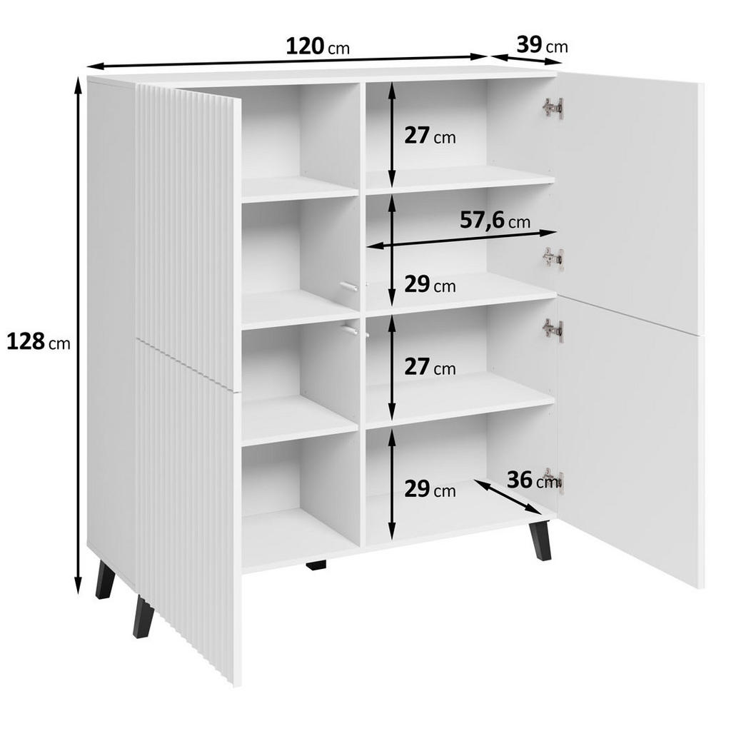Thumbnail - Feldmann-Wohnen Highboard, Schwarz, Graphit, Holz, 6 Fächer, 120x128x39 cm, Wohnzimmer, Kommoden & Sideboards, Highboard...