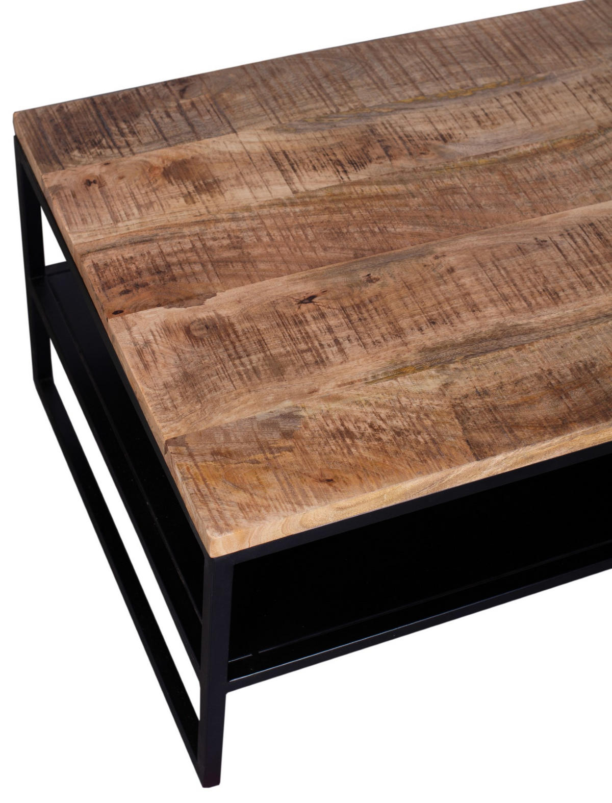 COUCHTISCH Sicilia 110 x 60 cm - Mangoholz natur - Schwarz/Braun, Holz/Metall (60/110/41cm) - bene living