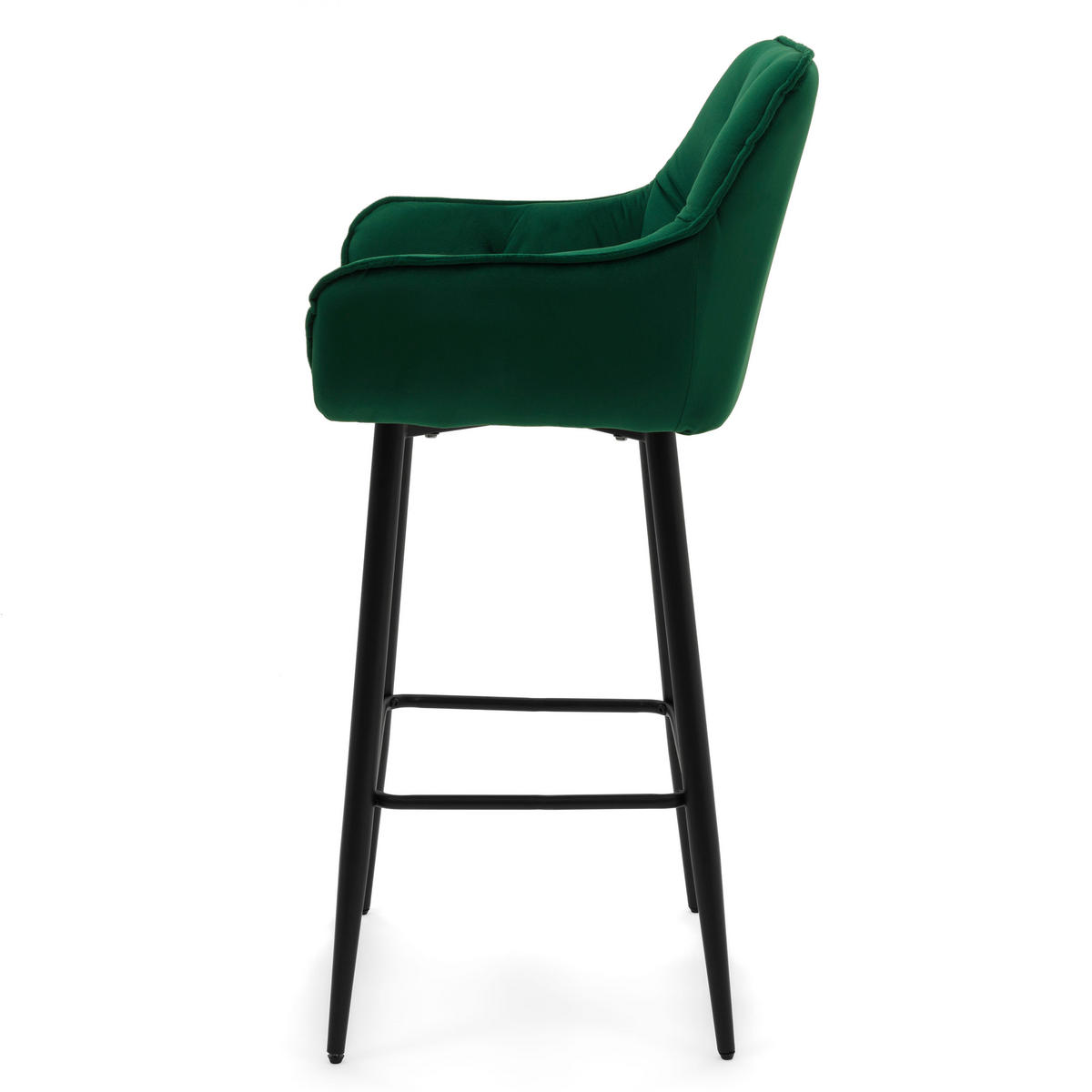 BARHOCKER SIENA gepolstert mit Steppung - grün - Samt Velours - Schwarz/Grün, Metall (53/97/52cm) - NEW HOME