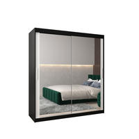 SCHWEBETÜRENSCHRANK 200/180/62 2-türig - Silberfarben/Schwarz, Holz/Kunststoff (180/200/62cm) - Abiks Möbel
