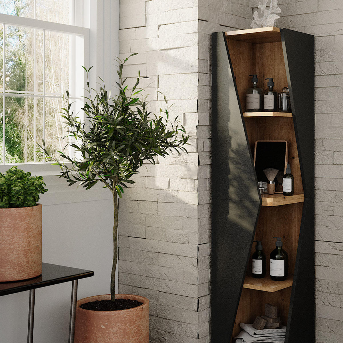 BADSCHRANK Benno Anthrazit 31.6 x 70.5 cm mit 3 Ablagen - Anthrazit, Holzwerkstoff (31.6/70.5/31.6cm) - Vicco