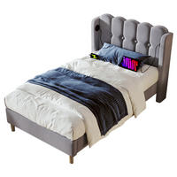 POLSTERBETT 90/200 cm mit Lattenrost & USB/Typ-C-Ladestation, Leinen Grau - Grau, Textil (90/200cm) - Redom